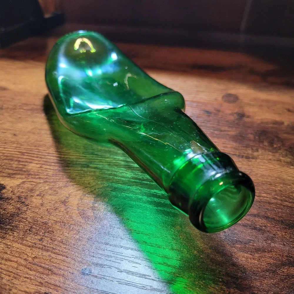 Green Blown Glass Spoon Rest Handmade